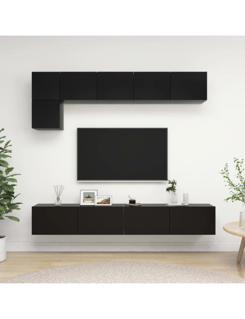 Vidaxl - 5 pcs conjunto de móveis de TV，Mobiliário TV de Salon，Combinação Móvel TV contraplacado preto CFW766729