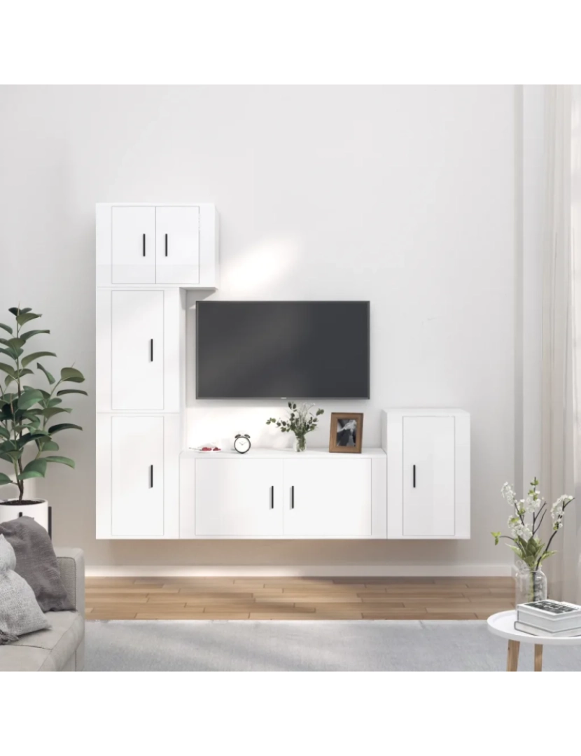 Vidaxl - 5 pcs conjunto móveis de TV，Mobiliário TV de Salon，Combinação Móvel TV madeira processada branco brilhante CFW753140