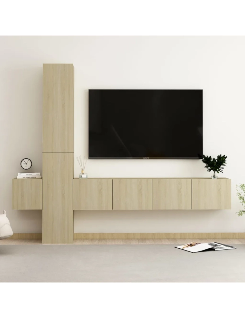 Vidaxl - 5 pcs conjunto de móveis de TV，Mobiliário TV de Salon，Combinação Móvel TV contraplacado cor carvalho sonoma CFW292055