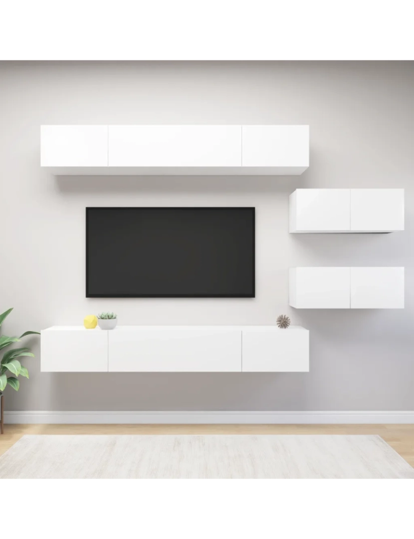 Vidaxl - 6 pcs conjunto de móveis de TV，Mobiliário TV de Salon，Combinação Móvel TV contraplacado branco CFW573709