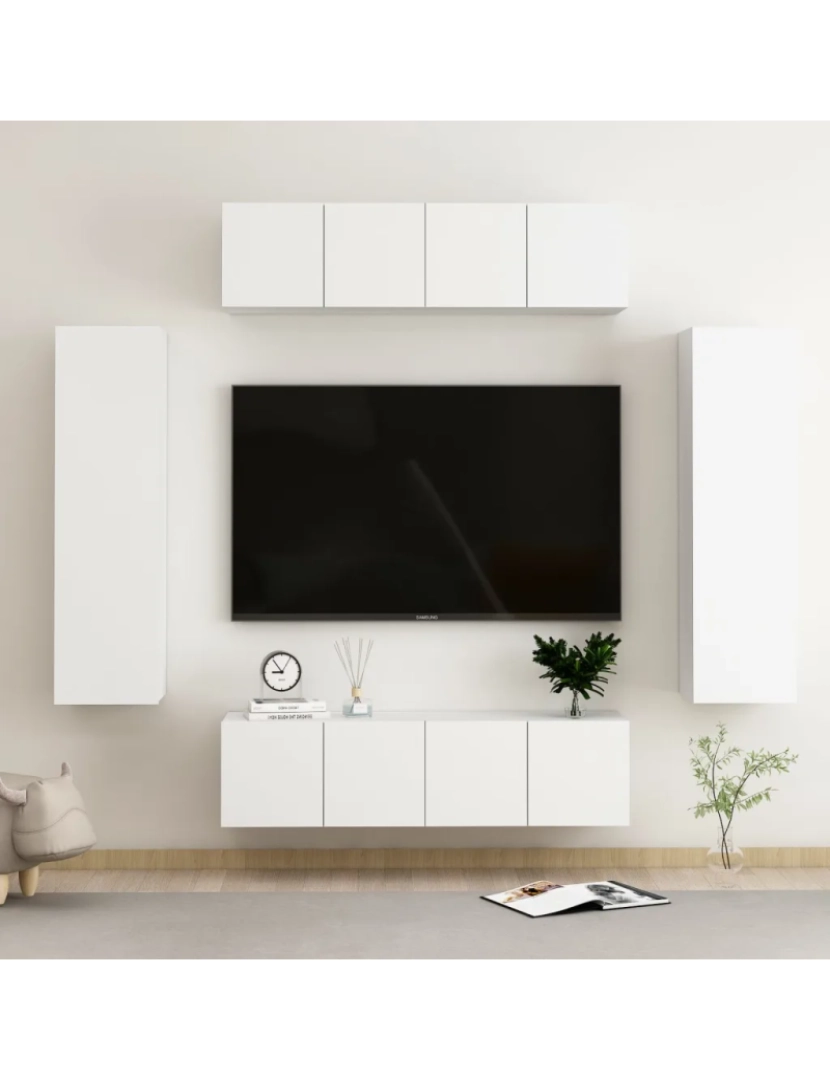 Vidaxl - 6 pcs conjunto de móveis de TV，Mobiliário TV de Salon，Combinação Móvel TV contraplacado branco CFW240286