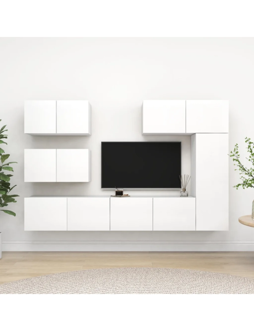 Vidaxl - 6 pcs conjunto de móveis de TV，Mobiliário TV de Salon，Combinação Móvel TV contraplacado branco CFW793095
