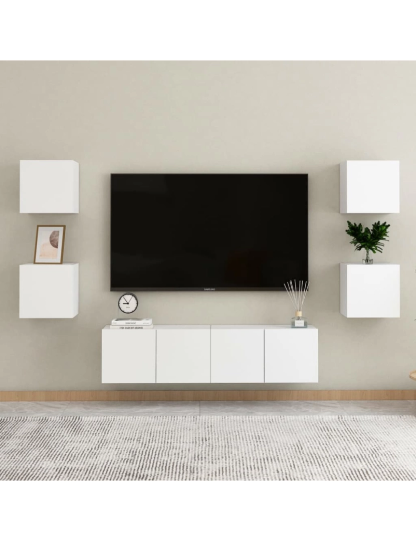 Vidaxl - 6 pcs conjunto de móveis de TV，Mobiliário TV de Salon，Combinação Móvel TV contraplacado branco CFW459224