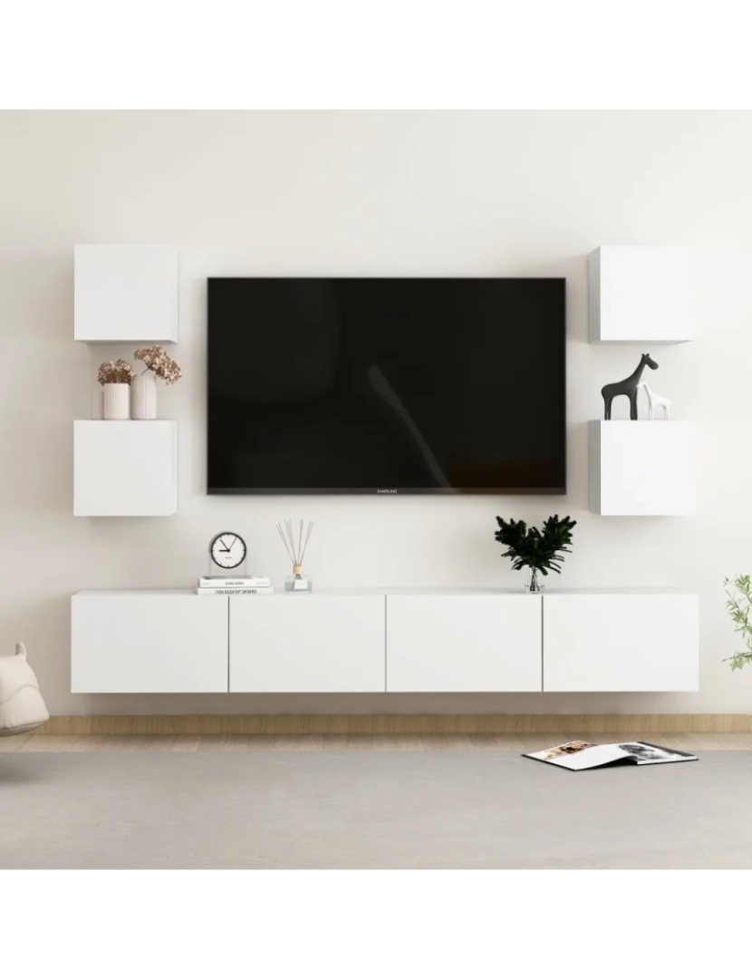 Vidaxl - 6 pcs conjunto de móveis de TV，Mobiliário TV de Salon，Combinação Móvel TV contraplacado branco CFW455622