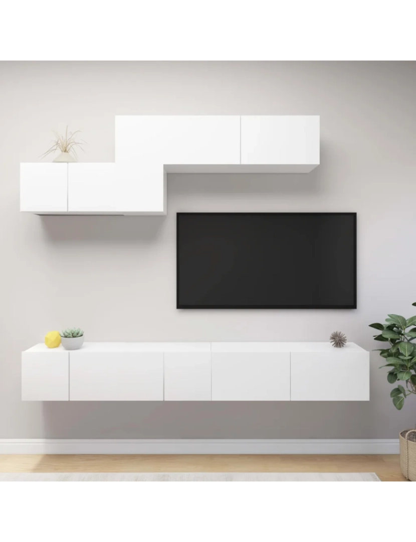 Vidaxl - 6 pcs conjunto de móveis de TV，Mobiliário TV de Salon，Combinação Móvel TV contraplacado branco CFW259352