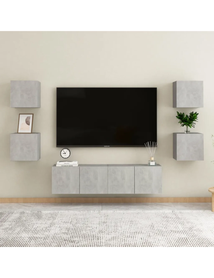 Vidaxl - 6 pcs conjunto de móveis de TV，Mobiliário TV de Salon，Combinação Móvel TV contraplacado cinzento cimento CFW367088