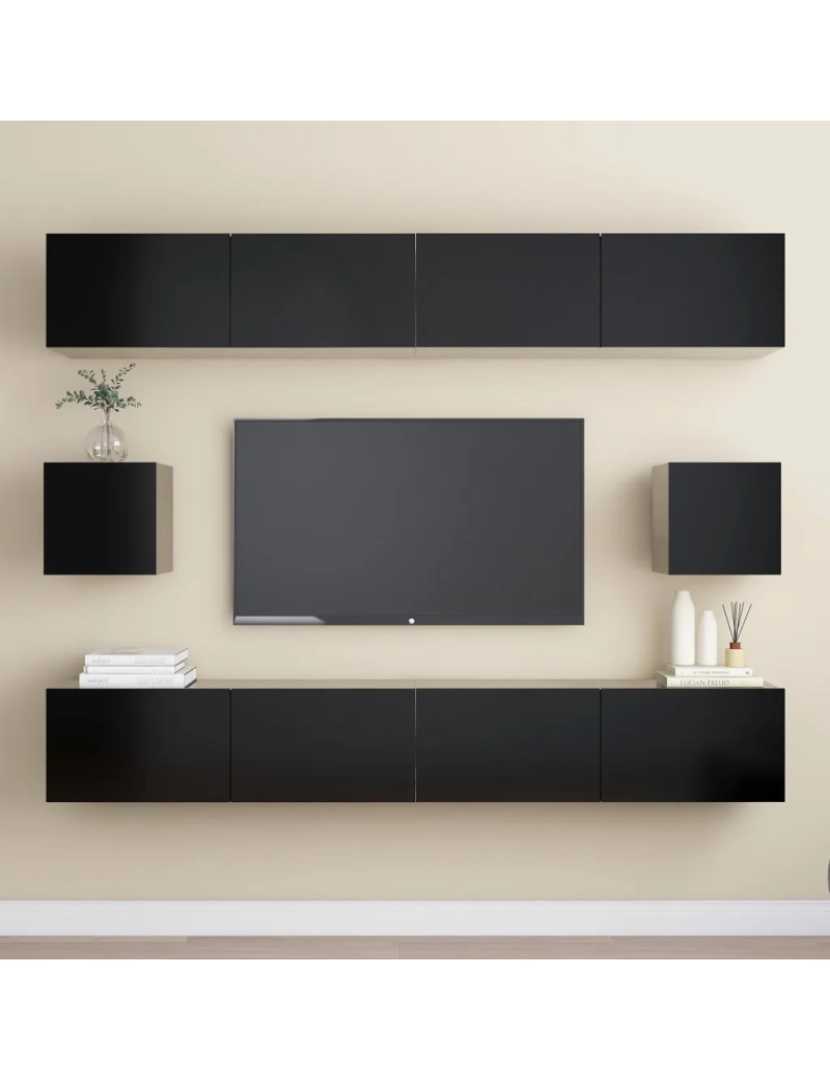 Vidaxl - 6 pcs conjunto de móveis de TV，Mobiliário TV de Salon，Combinação Móvel TV contraplacado preto CFW285221
