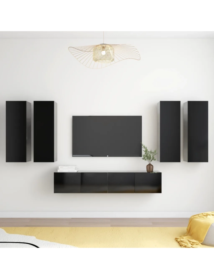 Vidaxl - 6 pcs conjunto de móveis de TV，Mobiliário TV de Salon，Combinação Móvel TV contraplacado preto CFW373861