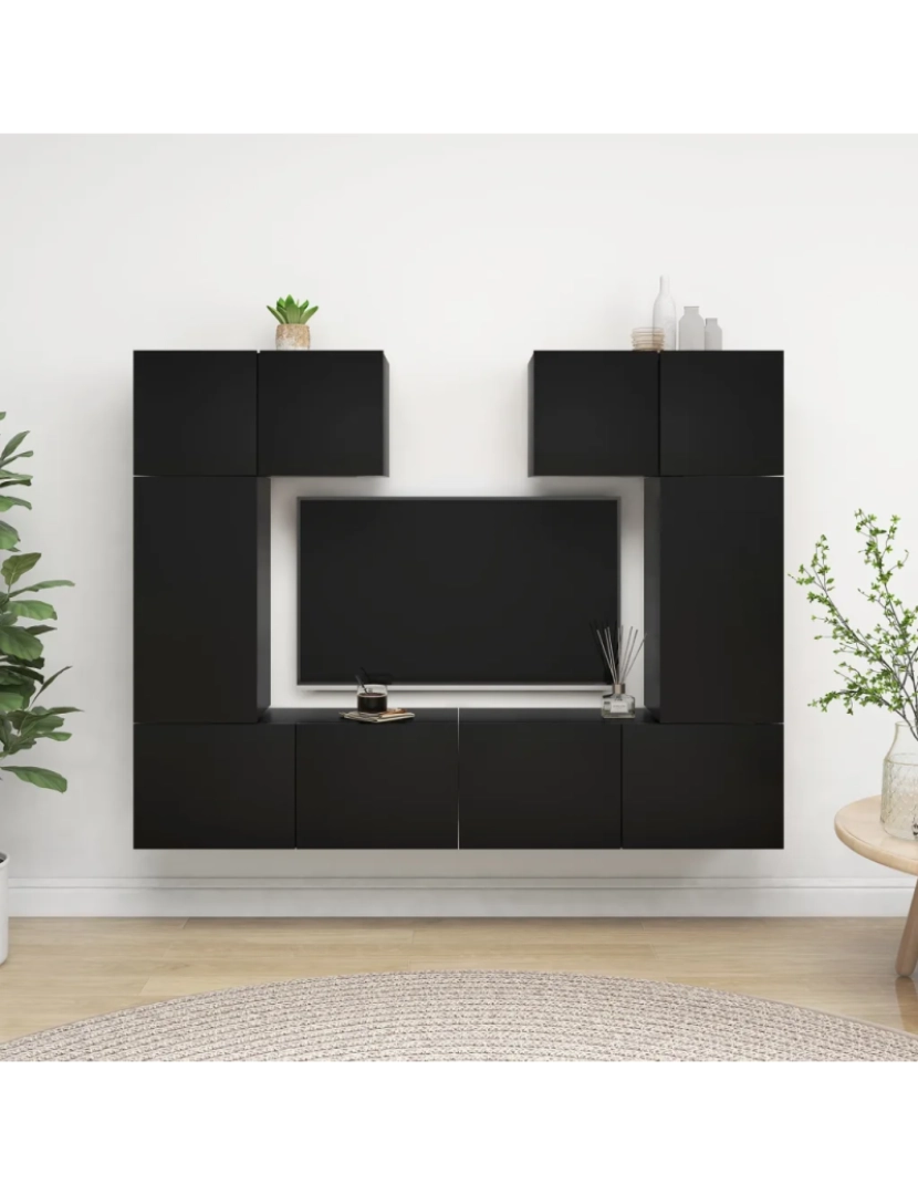 Vidaxl - 6 pcs conjunto de móveis de TV，Mobiliário TV de Salon，Combinação Móvel TV contraplacado preto CFW301657