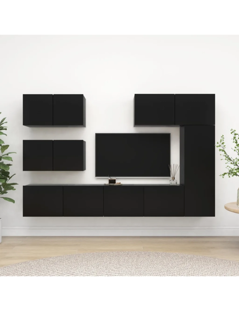 Vidaxl - 6 pcs conjunto de móveis de TV，Mobiliário TV de Salon，Combinação Móvel TV contraplacado preto CFW912263
