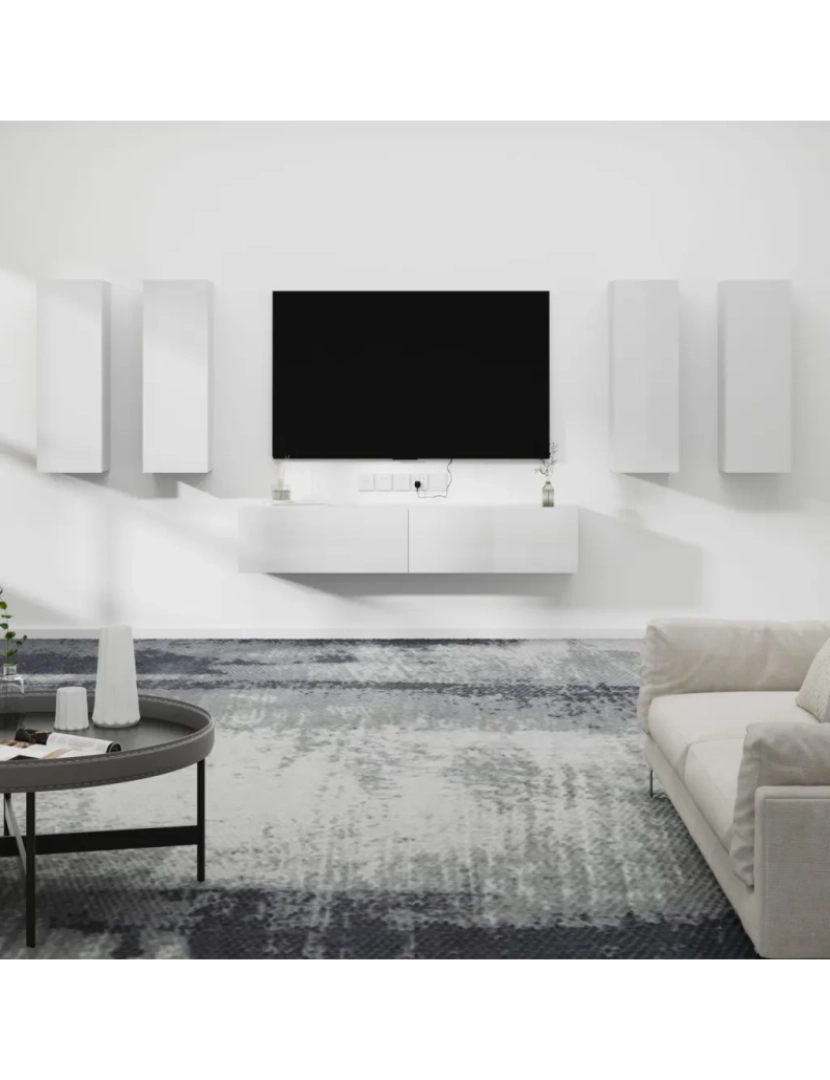 Vidaxl - 6 pcs conjunto móveis de TV，Mobiliário TV de Salon，Combinação Móvel TV madeira processada branco brilhante CFW339734
