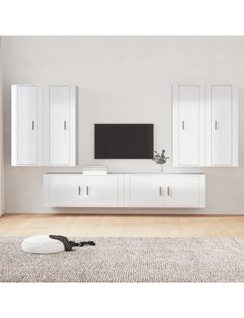 Vidaxl - 6 pcs conjunto móveis de TV，Mobiliário TV de Salon，Combinação Móvel TV madeira processada branco brilhante CFW546257