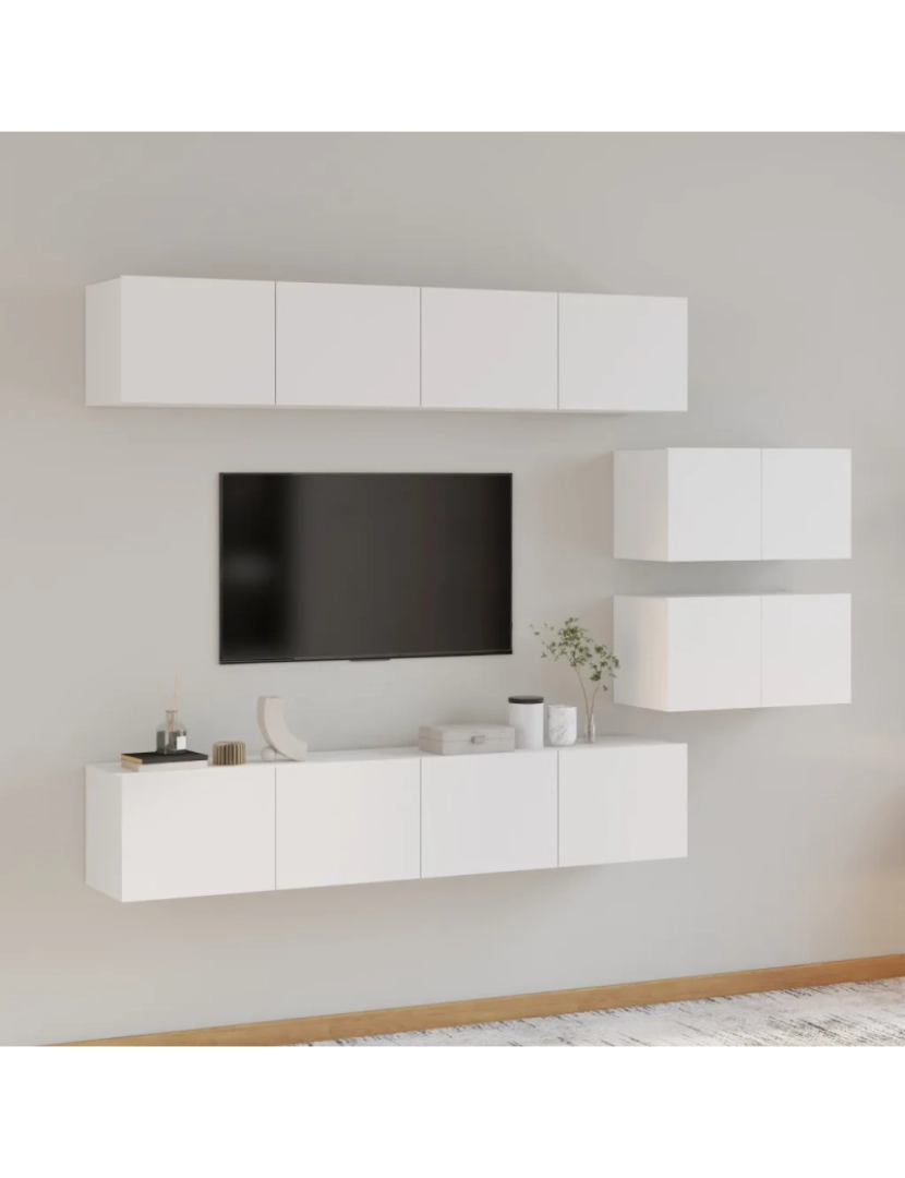 Vidaxl - 6 pcs conjunto móveis de TV，Mobiliário TV de Salon，Combinação Móvel TV madeira processada branco brilhante CFW313716