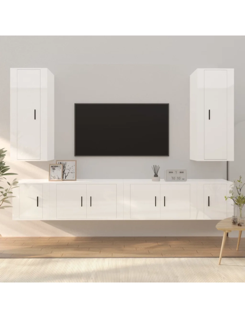 Vidaxl - 6 pcs conjunto móveis de TV，Mobiliário TV de Salon，Combinação Móvel TV madeira processada branco brilhante CFW686274