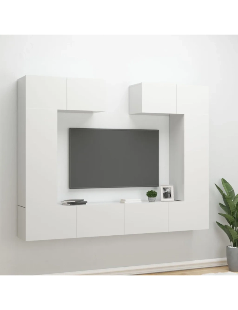 Vidaxl - 6 pcs conjunto móveis de TV，Mobiliário TV de Salon，Combinação Móvel TV madeira processada branco brilhante CFW793771