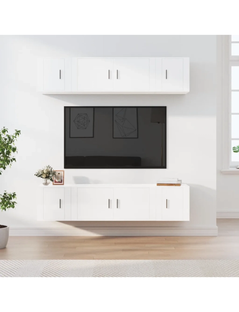 Vidaxl - 6 pcs conjunto móveis de TV，Mobiliário TV de Salon，Combinação Móvel TV madeira processada branco brilhante CFW427368
