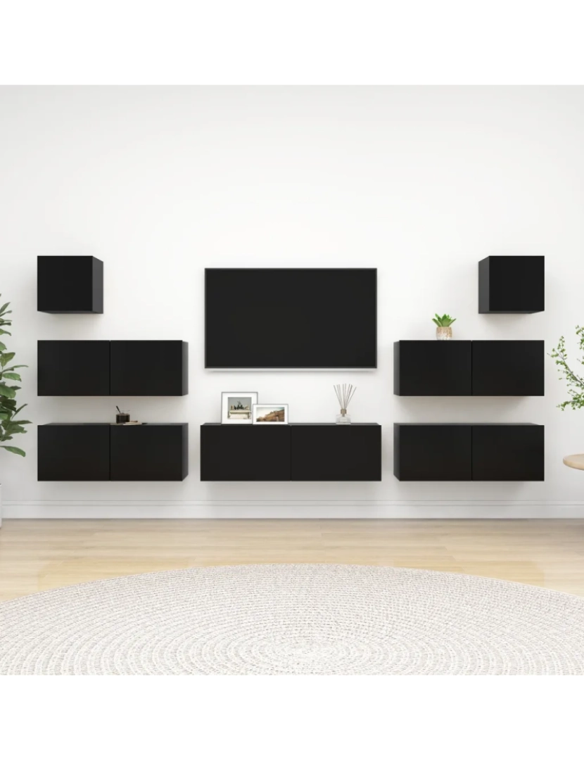 Vidaxl - 7 pcs conjunto de móveis de TV，Mobiliário TV de Salon，Combinação Móvel TV contraplacado preto CFW845124