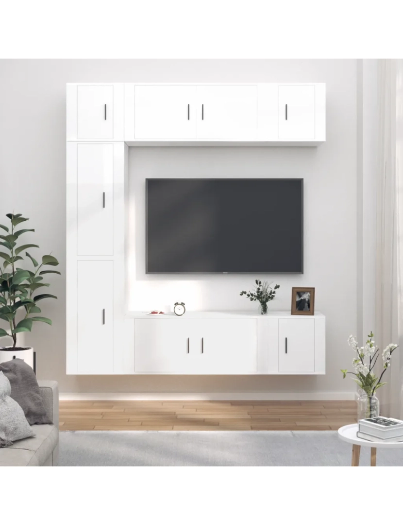 Vidaxl - 7 pcs conjunto móveis de TV，Mobiliário TV de Salon，Combinação Móvel TV madeira processada branco brilhante CFW165294