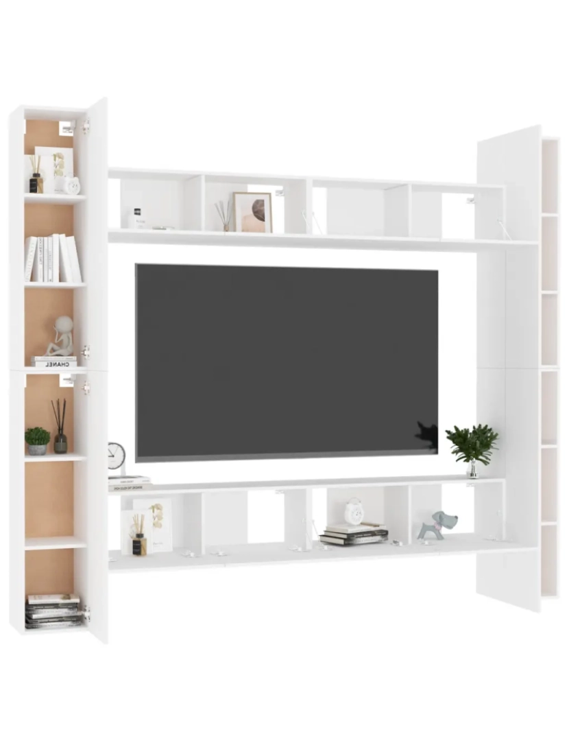 imagem de 8 pcs conjunto de móveis de TV，Mobiliário TV de Salon，Combinação Móvel TV contraplacado branco CFW5075303
