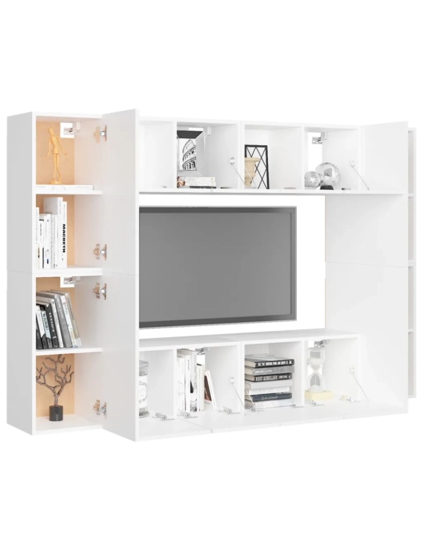 imagem de 8 pcs conjunto de móveis de TV，Mobiliário TV de Salon，Combinação Móvel TV contraplacado branco CFW6670173