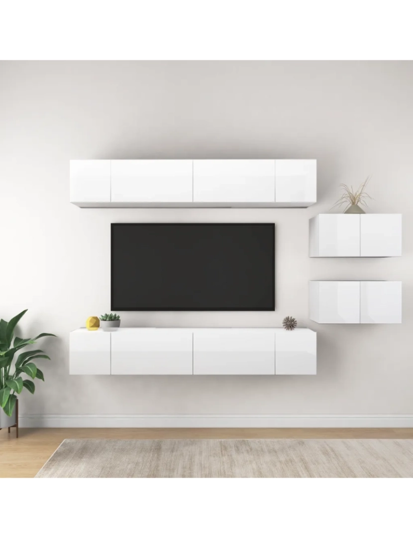 Vidaxl - 8 pcs conjunto de móveis de TV，Mobiliário TV de Salon，Combinação Móvel TV contraplacado branco brilhante CFW122390