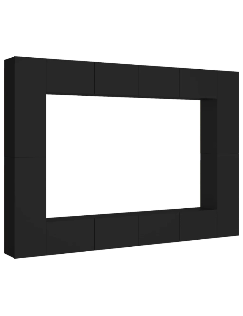 imagem de 8 pcs conjunto de móveis de TV，Mobiliário TV de Salon，Combinação Móvel TV contraplacado preto CFW5319042