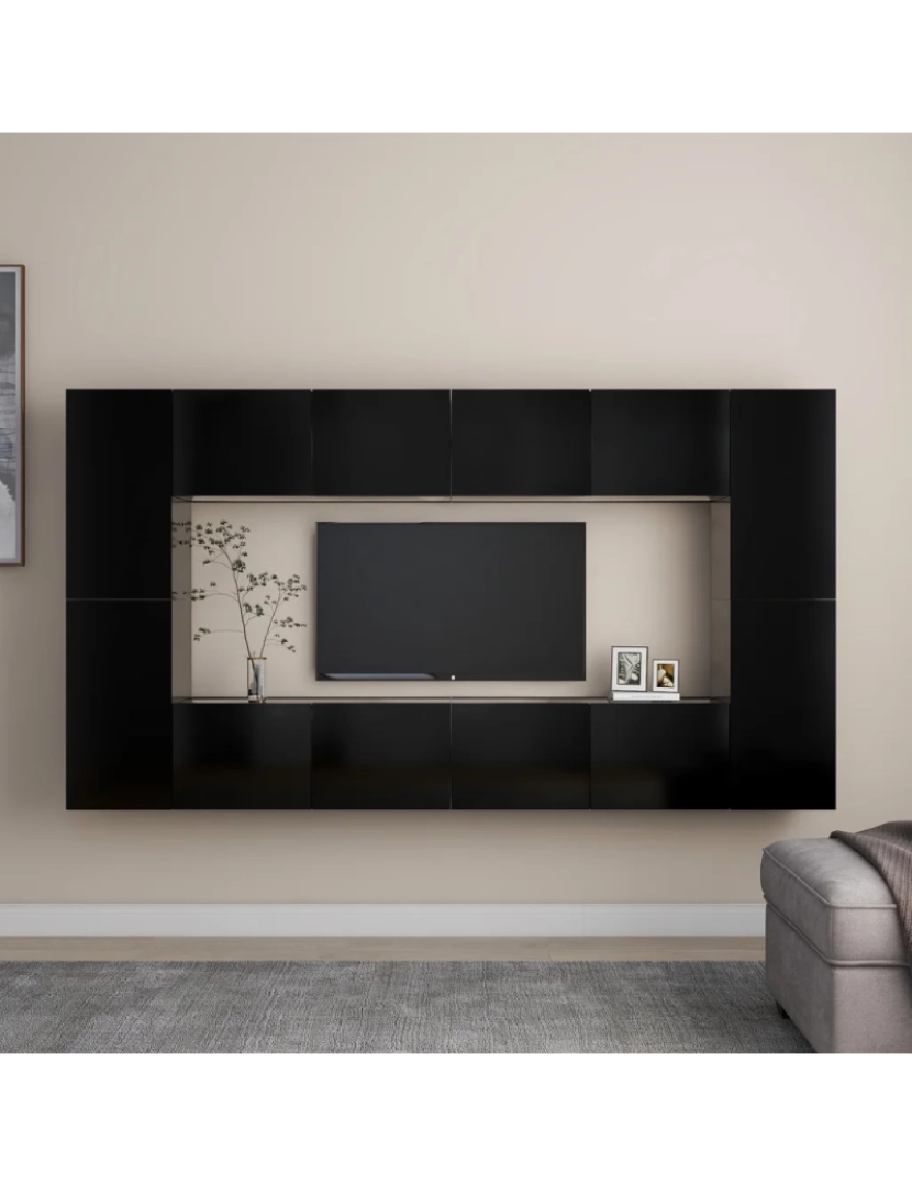 Vidaxl - 8 pcs conjunto de móveis de TV，Mobiliário TV de Salon，Combinação Móvel TV contraplacado preto CFW478534