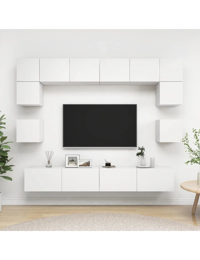 Vidaxl - 8 pcs conjunto de móveis de TV，Mobiliário TV de Salon，Combinação Móvel TV derivados de madeira branco CFW185966