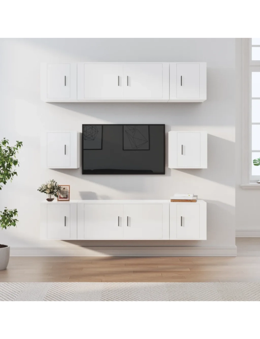 Vidaxl - 8 pcs conjunto móveis de TV，Mobiliário TV de Salon，Combinação Móvel TV madeira processada branco brilhante CFW352226