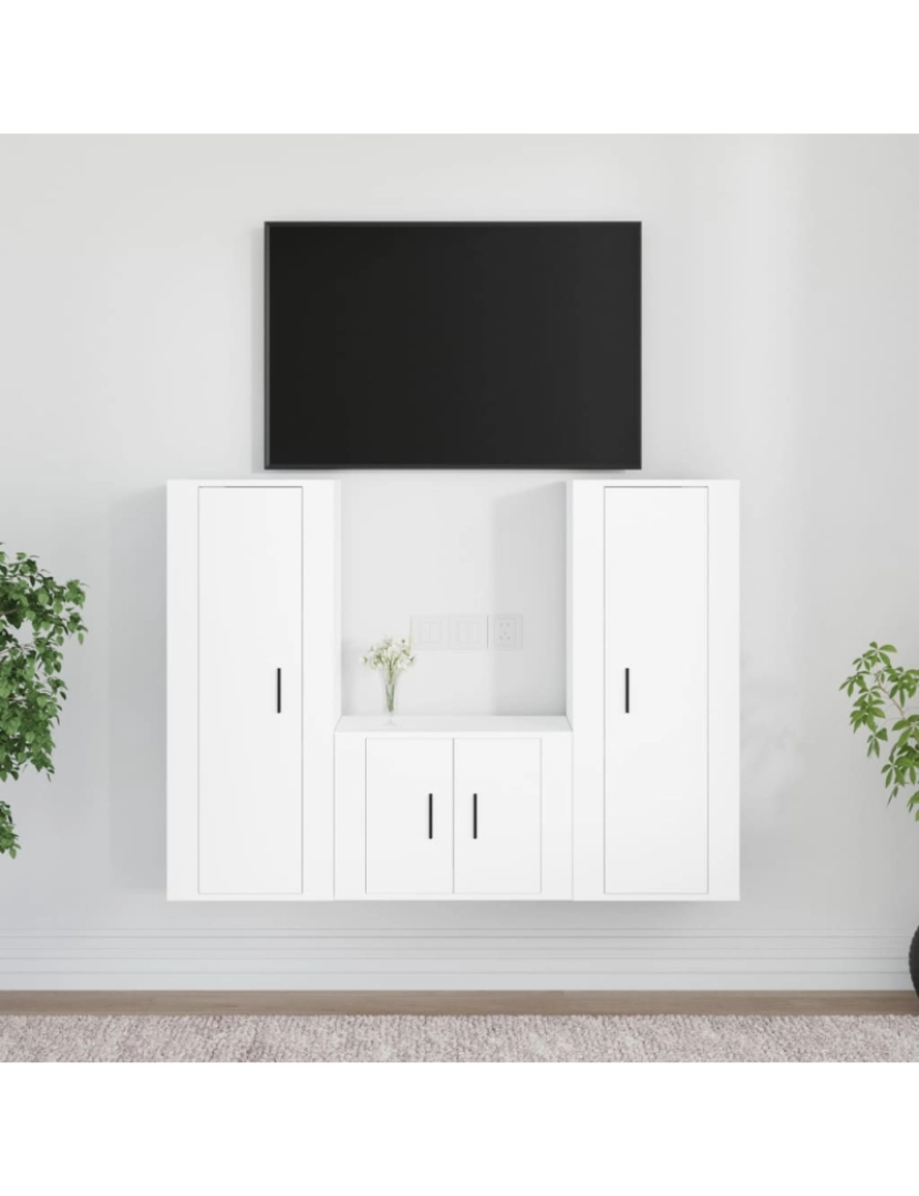 Vidaxl - 3 pcs Conjunto móveis de TV，Mobiliário TV de Salon，Combinação Móvel TV madeira processada branco CFW802593
