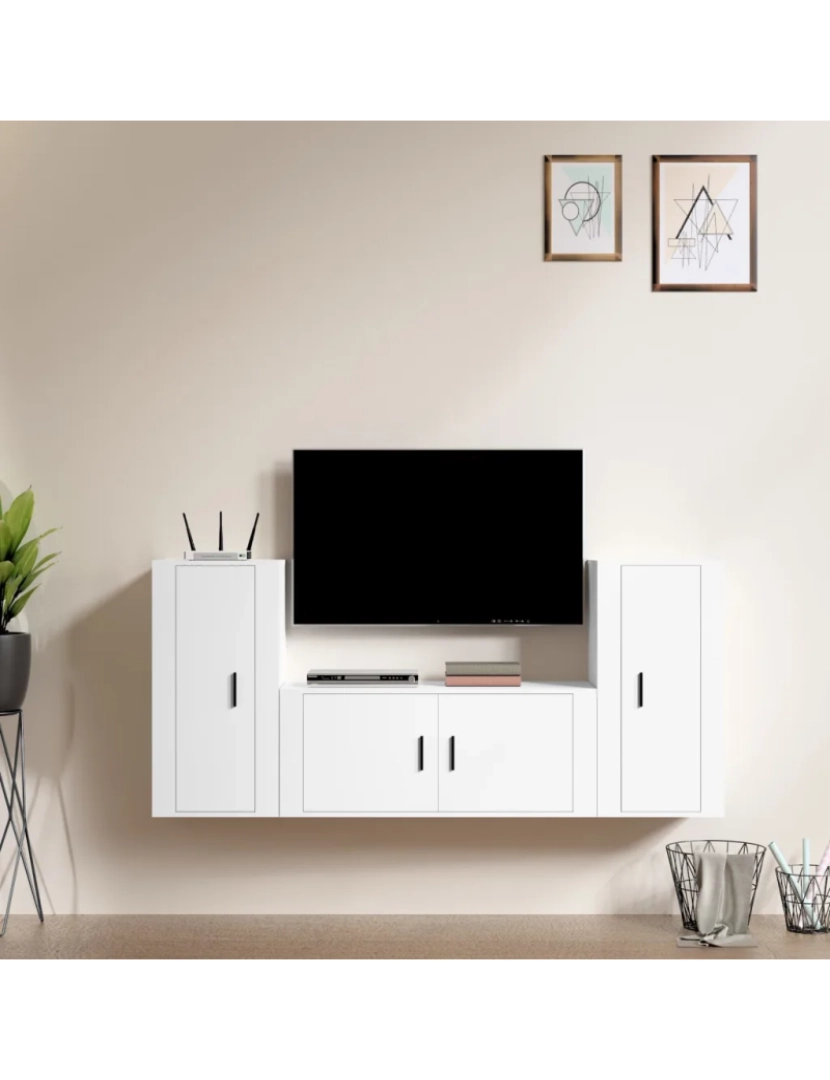 Vidaxl - 3 pcs Conjunto móveis de TV，Mobiliário TV de Salon，Combinação Móvel TV madeira processada branco CFW219103