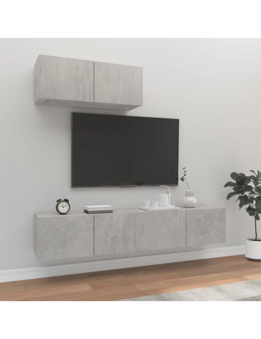 Vidaxl - 3 pcs Conjunto móveis de TV，Mobiliário TV de Salon，Combinação Móvel TV madeira processada cinzento cimento CFW821941