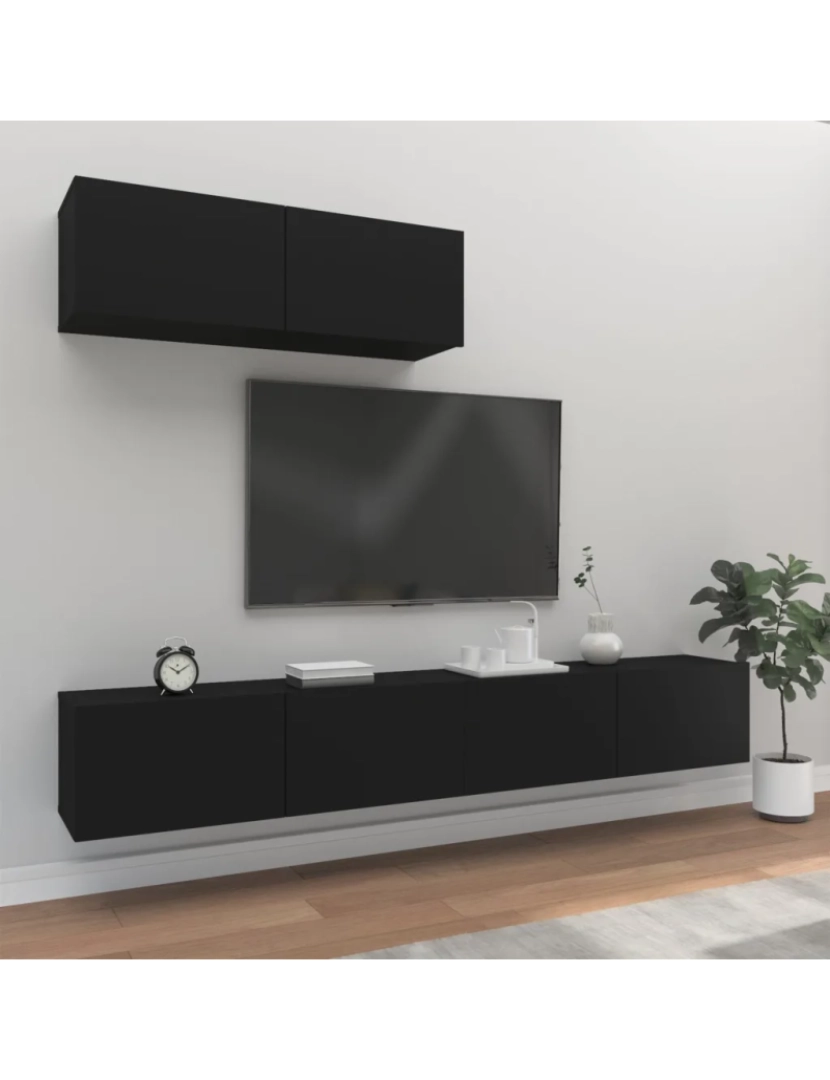 Vidaxl - 3 pcs Conjunto móveis de TV，Mobiliário TV de Salon，Combinação Móvel TV madeira processada preto CFW172311