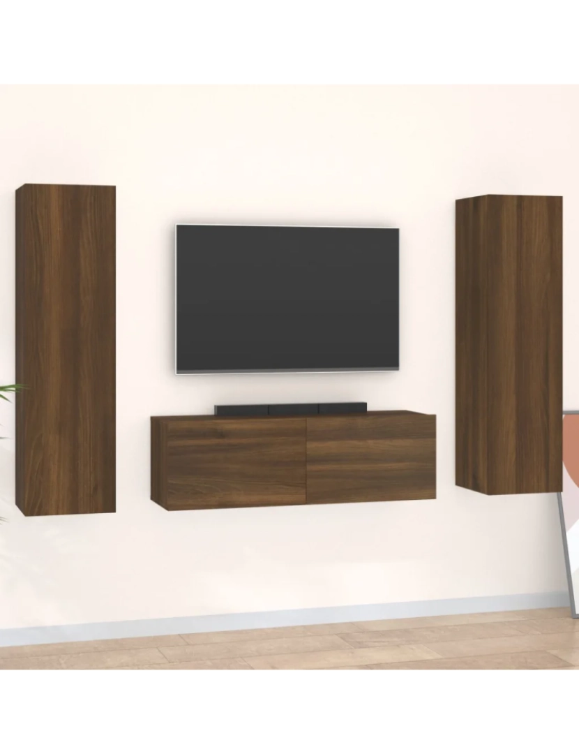 Vidaxl - 3 pcs Conjunto móveis de TV，Mobiliário TV de Salon，Combinação Móvel TV madeira processada carvalho castanho CFW886426