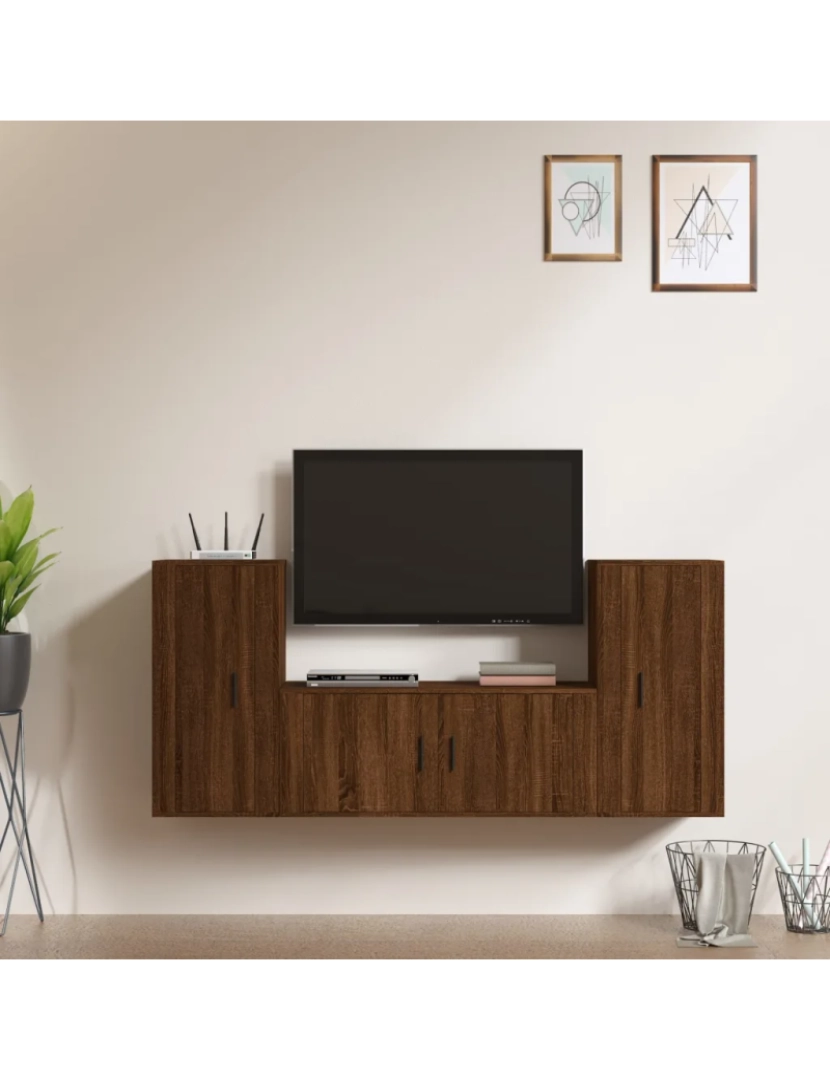 Vidaxl - 3 pcs Conjunto móveis de TV，Mobiliário TV de Salon，Combinação Móvel TV madeira processada carvalho castanho CFW779172