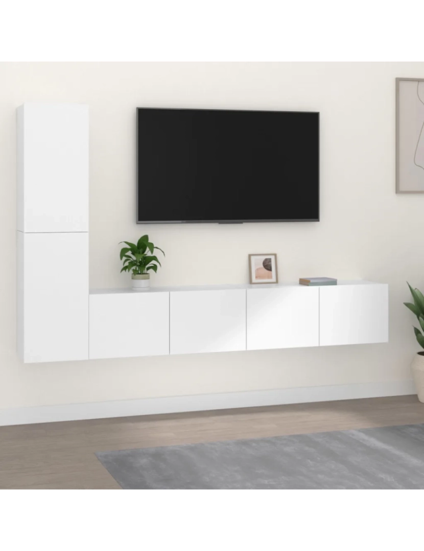 Vidaxl - 4 pcs Conjunto móveis de TV，Mobiliário TV de Salon，Combinação Móvel TV madeira processada branco CFW429915