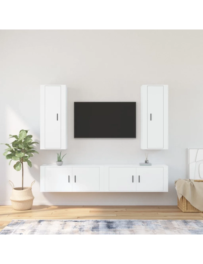 Vidaxl - 4 pcs Conjunto móveis de TV，Mobiliário TV de Salon，Combinação Móvel TV madeira processada branco CFW490579