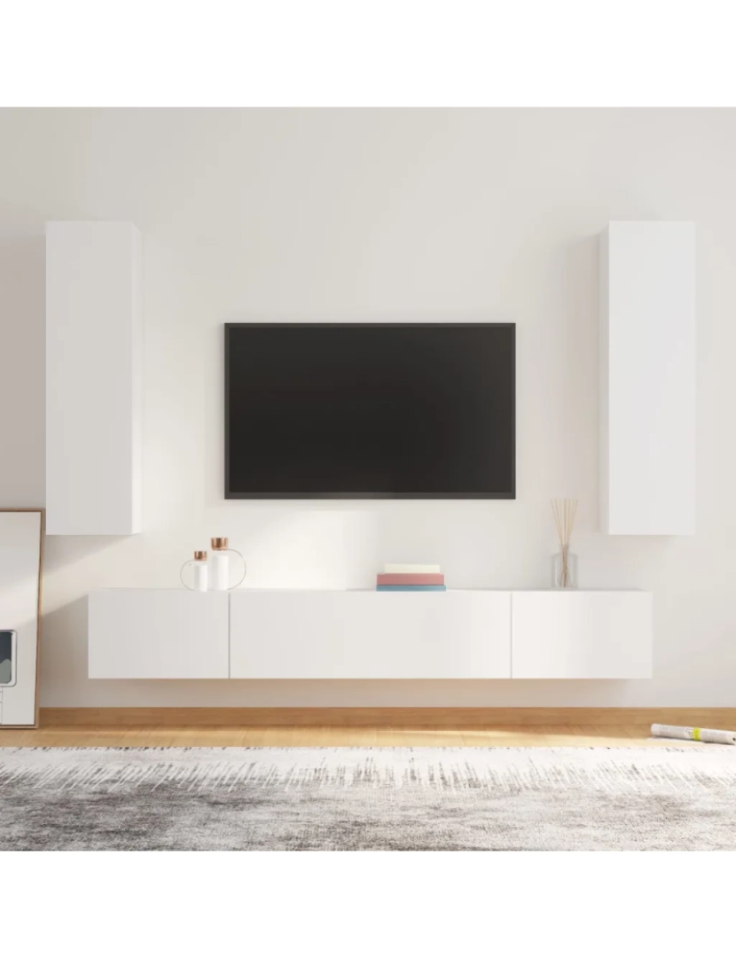 Vidaxl - 4 pcs Conjunto móveis de TV，Mobiliário TV de Salon，Combinação Móvel TV madeira processada branco CFW275396