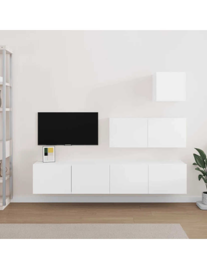Vidaxl - 4 pcs Conjunto móveis de TV，Mobiliário TV de Salon，Combinação Móvel TV madeira processada branco CFW461873