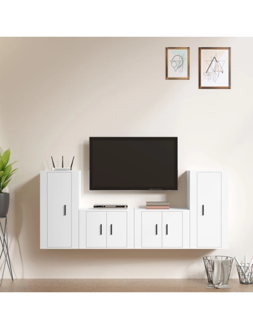 Vidaxl - 4 pcs Conjunto móveis de TV，Mobiliário TV de Salon，Combinação Móvel TV madeira processada branco CFW952889