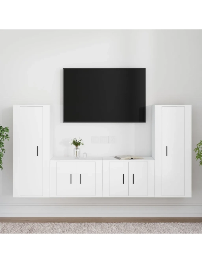 Vidaxl - 4 pcs Conjunto móveis de TV，Mobiliário TV de Salon，Combinação Móvel TV madeira processada branco CFW213852