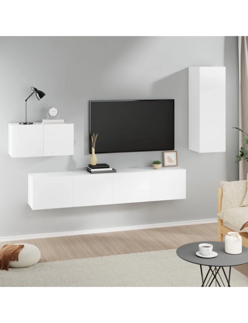 Vidaxl - 4 pcs Conjunto móveis de TV，Mobiliário TV de Salon，Combinação Móvel TV madeira processada branco CFW219943