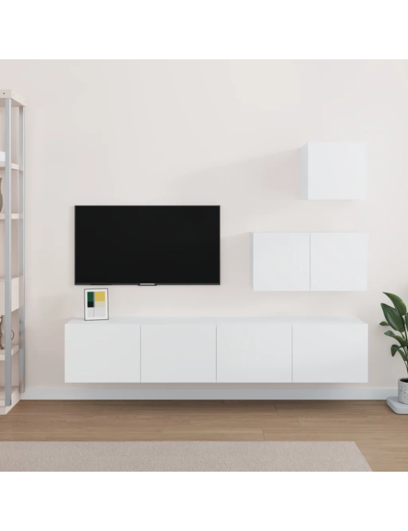 Vidaxl - 4 pcs Conjunto móveis de TV，Mobiliário TV de Salon，Combinação Móvel TV madeira processada branco CFW883617