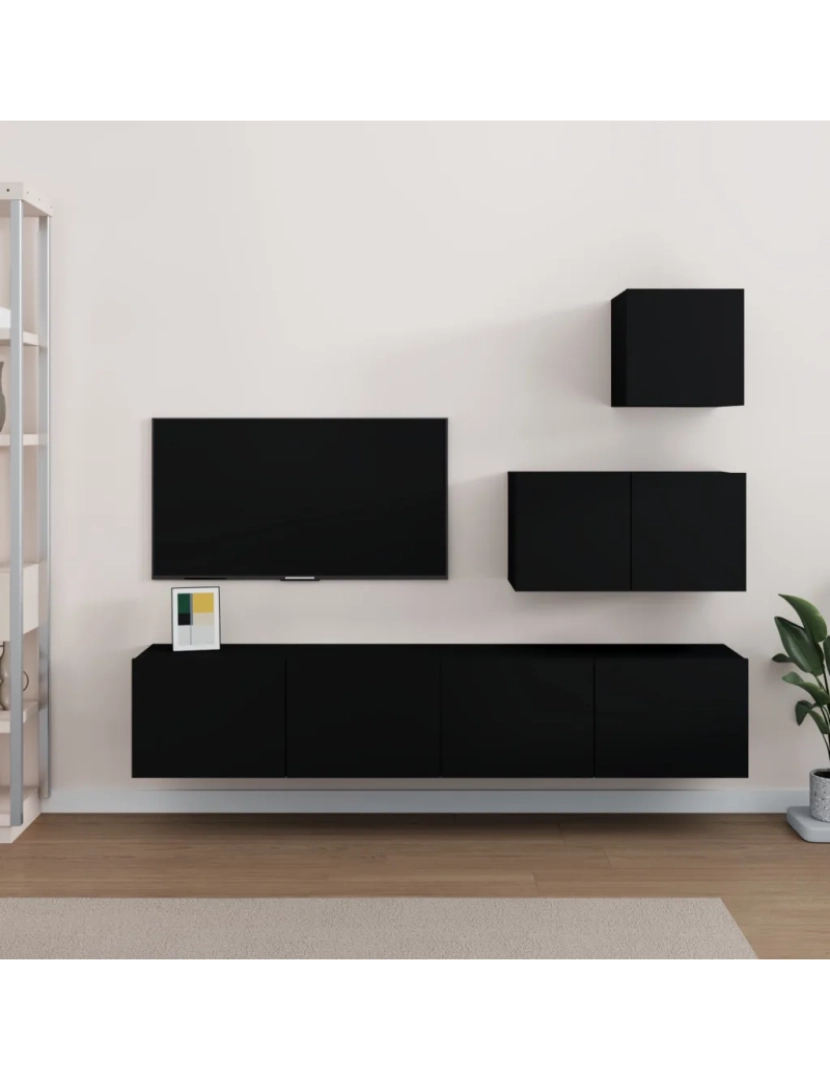 Vidaxl - 4 pcs Conjunto móveis de TV，Mobiliário TV de Salon，Combinação Móvel TV madeira processada preto CFW404550