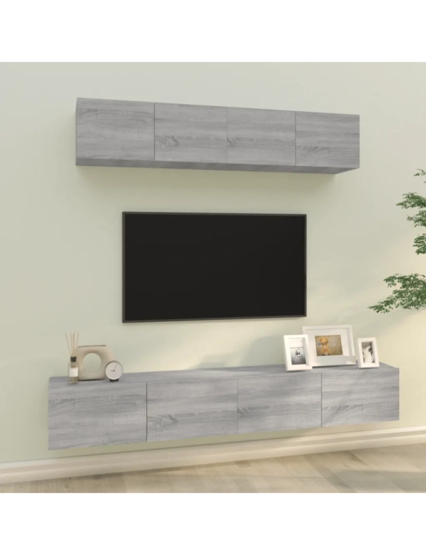 Vidaxl - 4 pcs Conjunto móveis de TV，Mobiliário TV de Salon，Combinação Móvel TV madeira processada sonoma cinza CFW514707