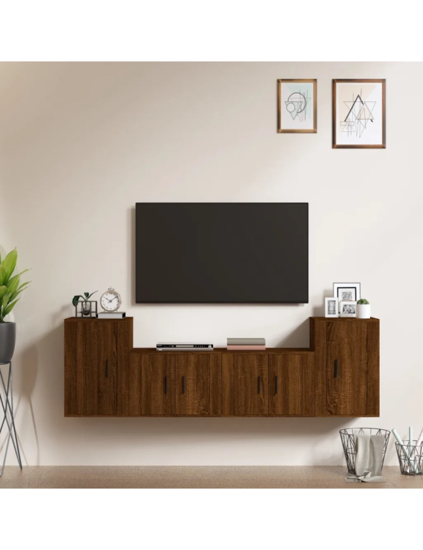 Vidaxl - 4 pcs Conjunto móveis de TV，Mobiliário TV de Salon，Combinação Móvel TV madeira processada carvalho castanho CFW308173