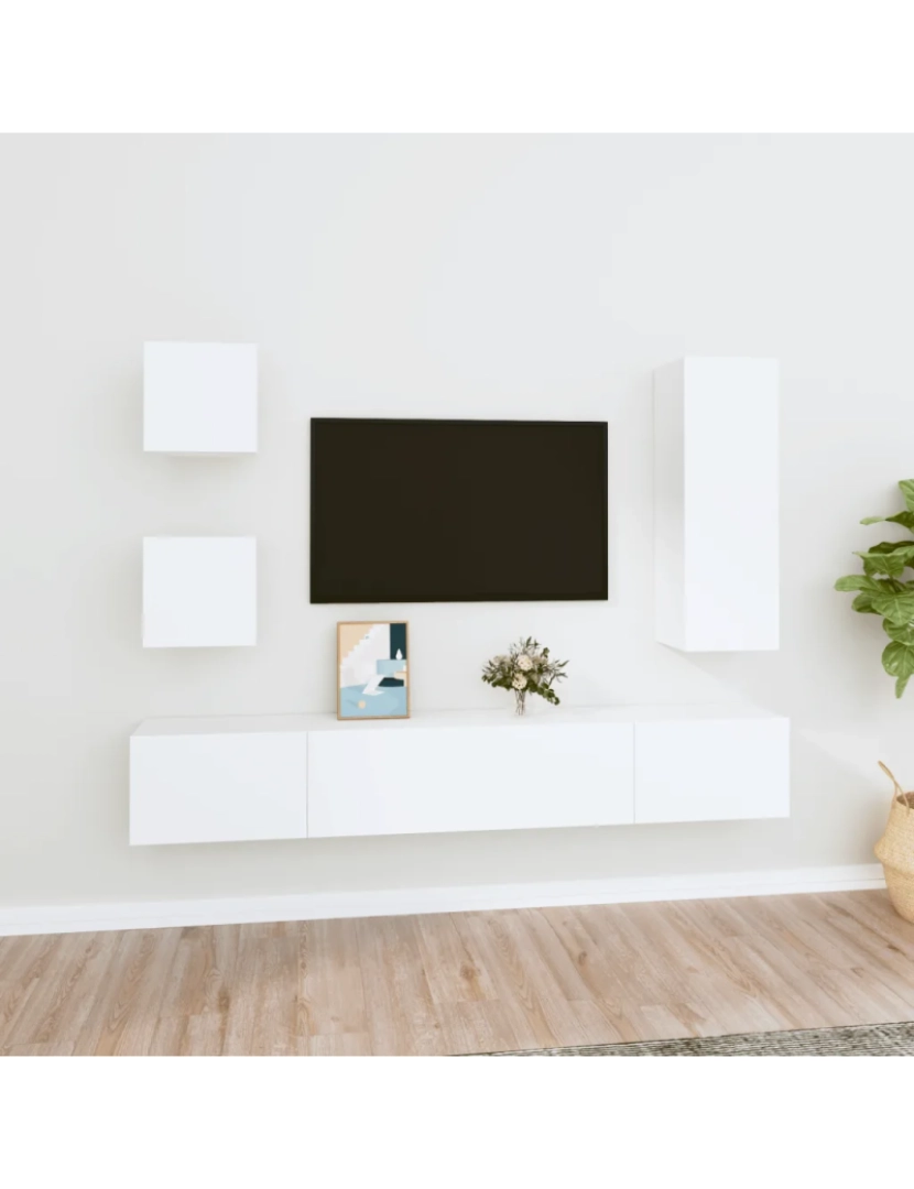 Vidaxl - 5 pcs Conjunto móveis de TV，Mobiliário TV de Salon，Combinação Móvel TV madeira processada branco CFW953537