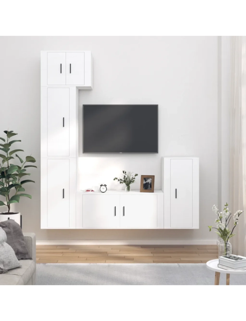 Vidaxl - 5 pcs Conjunto móveis de TV，Mobiliário TV de Salon，Combinação Móvel TV madeira processada branco CFW540527