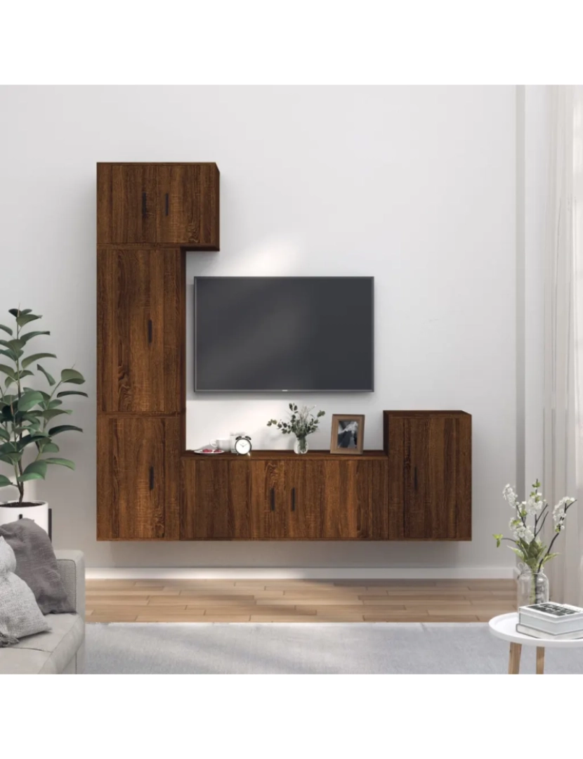 Vidaxl - 5 pcs Conjunto móveis de TV，Mobiliário TV de Salon，Combinação Móvel TV madeira processada carvalho castanho CFW800684