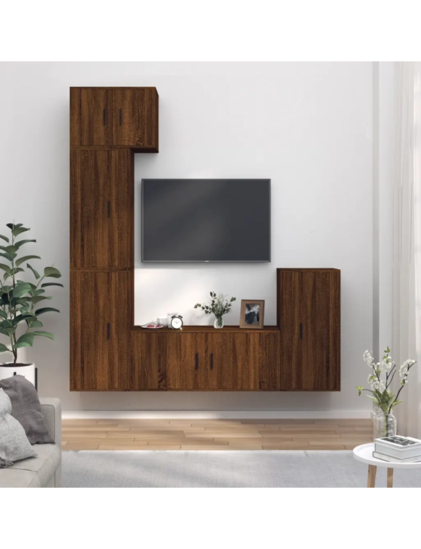 Vidaxl - 5 pcs Conjunto móveis de TV，Mobiliário TV de Salon，Combinação Móvel TV madeira processada carvalho castanho CFW221102